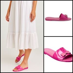 Jack Rogers Patricia Bow Flat Jelly Stylish Pink Slide Coquette Retro Sandals 10